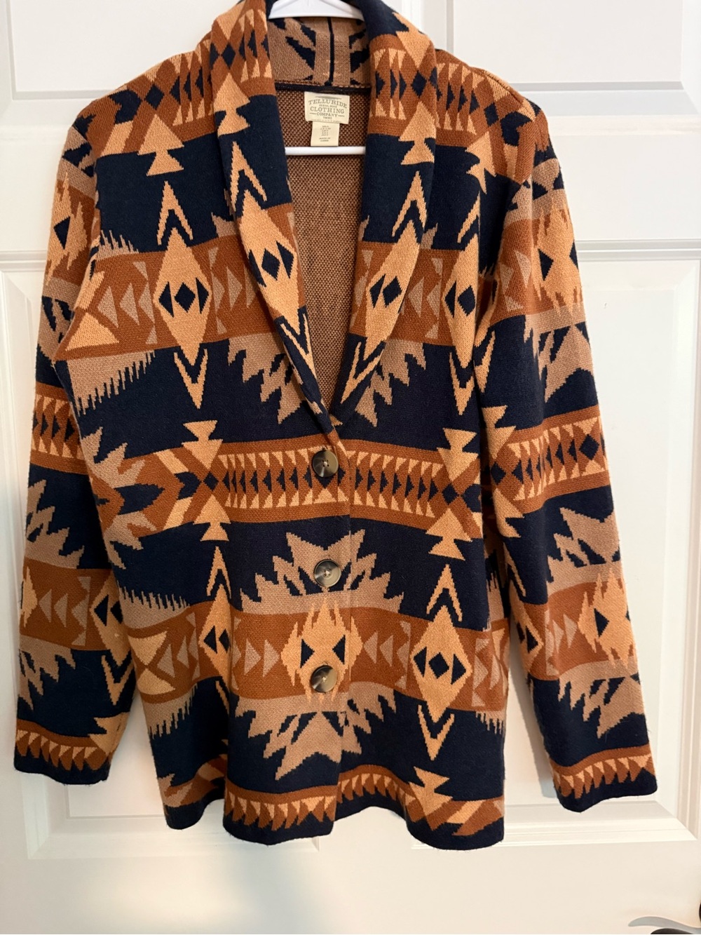 Telluride Geometric Pattern Pendleton Southwest Shawl Collar Cardigan Medium - Picture 4 of 4